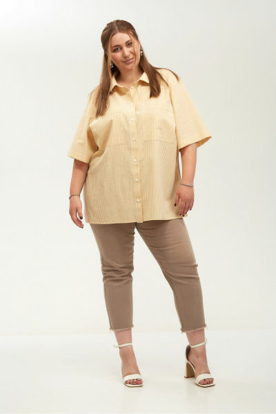 Рубашка Avenue 0338-1 полоска_желтый+молочный - фото 6