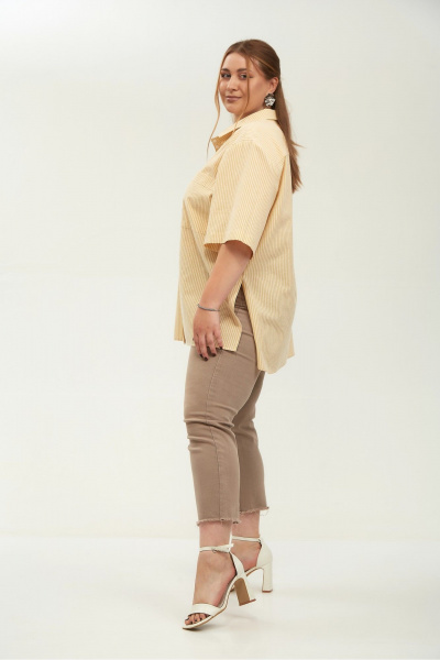 Рубашка Avenue 0338-1 полоска_желтый+молочный - фото 2