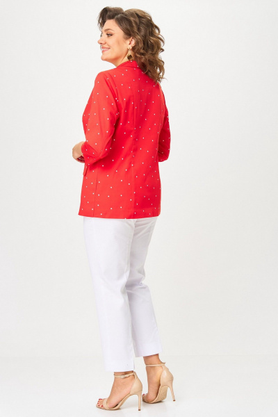 Брюки, жакет БелЭльСтиль 412-3_14_22+586-2_87_22 красный+белый - фото 7