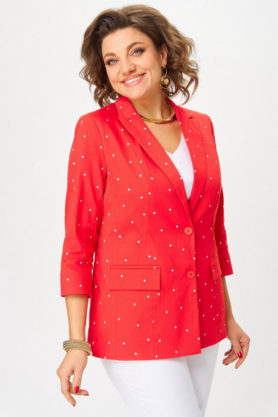 Брюки, жакет БелЭльСтиль 412-3_14_22+586-2_87_22 красный+белый - фото 6