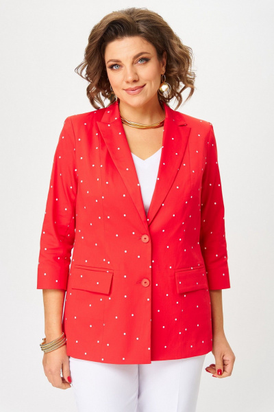 Брюки, жакет БелЭльСтиль 412-3_14_22+586-2_87_22 красный+белый - фото 5