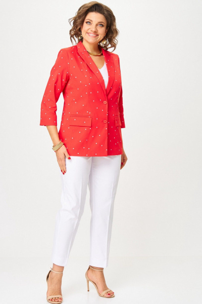 Брюки, жакет БелЭльСтиль 412-3_14_22+586-2_87_22 красный+белый - фото 2
