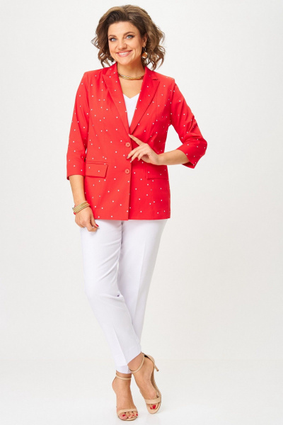 Брюки, жакет БелЭльСтиль 412-3_14_22+586-2_87_22 красный+белый - фото 1