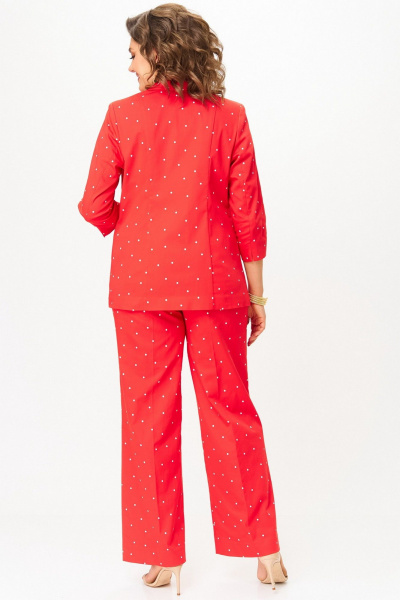 Брюки, жакет БелЭльСтиль 412-3_14_22+601-3_08_22 красный горох - фото 9