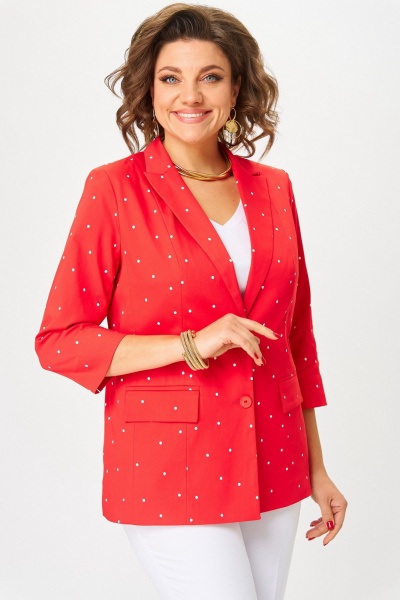 Жакет БелЭльСтиль 412-3_14_22 горох_красный - фото 2