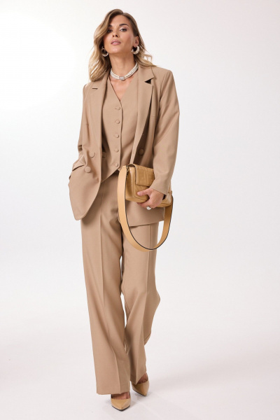 Брюки, жакет, жилет Твой имидж 2141 песочный - фото 3