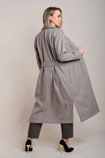 Серое пальто прямого кроя с поясом и накладными карманами Winkler’s World 646 серый - фото 9