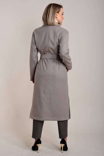Серое пальто прямого кроя с поясом и накладными карманами Winkler’s World 646 серый - фото 7