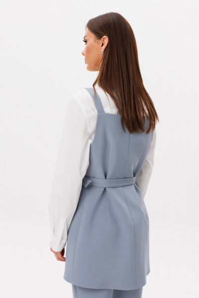 Блуза, брюки, жилет Ларс Стиль 1103 серый-молочный - фото 7