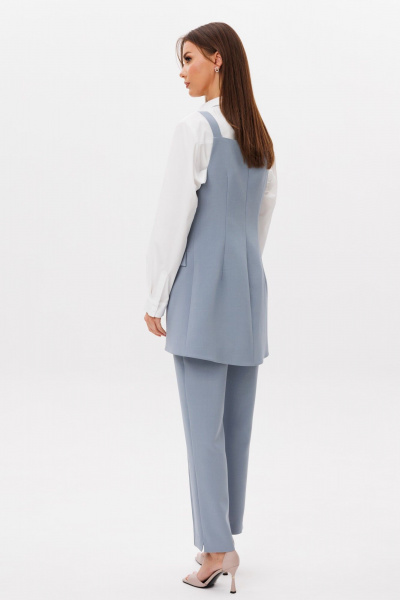 Блуза, брюки, жилет Ларс Стиль 1103 серый-молочный - фото 8