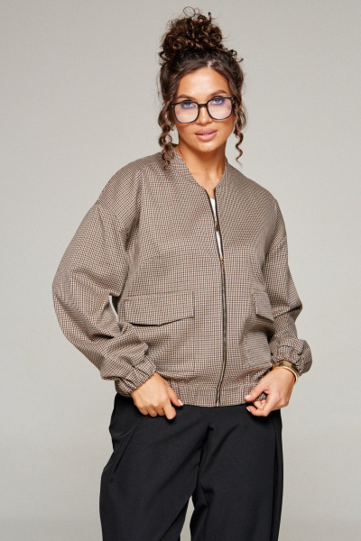 Блуза, брюки, жакет Beautiful&Free 6344 клетка/беж - фото 4