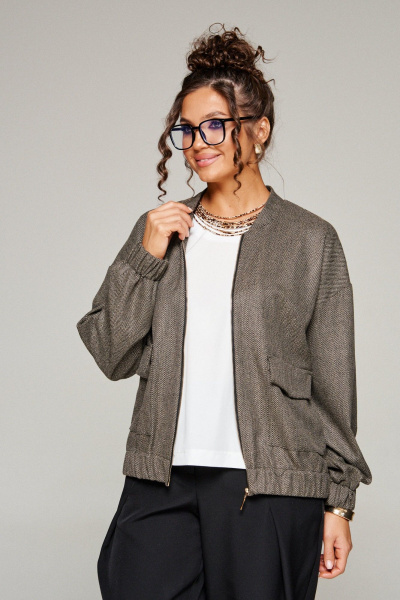 Блуза, брюки, жакет Beautiful&Free 6344 елочка/беж - фото 7