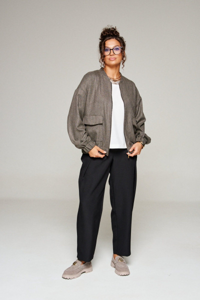 Блуза, брюки, жакет Beautiful&Free 6344 елочка/беж - фото 3