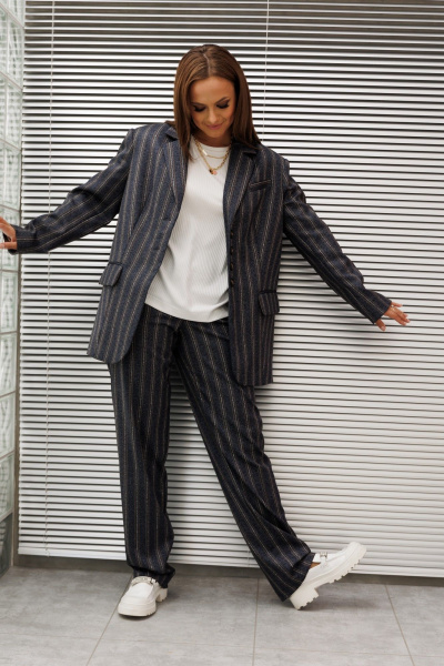 Брюки, жакет Mislana 1249 полоска_голубая - фото 5