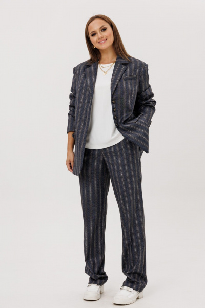 Брюки, жакет Mislana 1249 полоска_голубая - фото 1