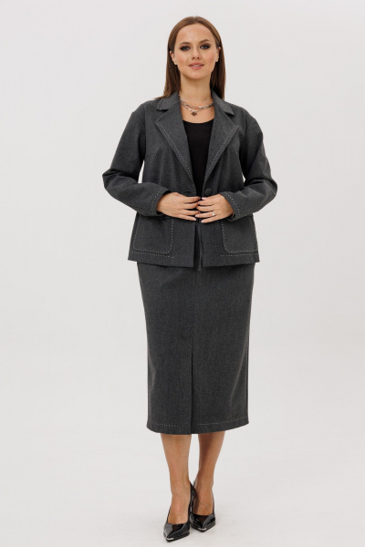 Жакет, юбка Mislana 1256 серый - фото 16