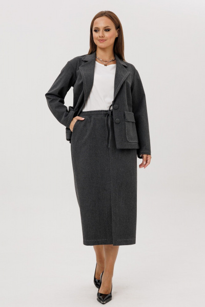 Жакет, юбка Mislana 1256 серый - фото 12