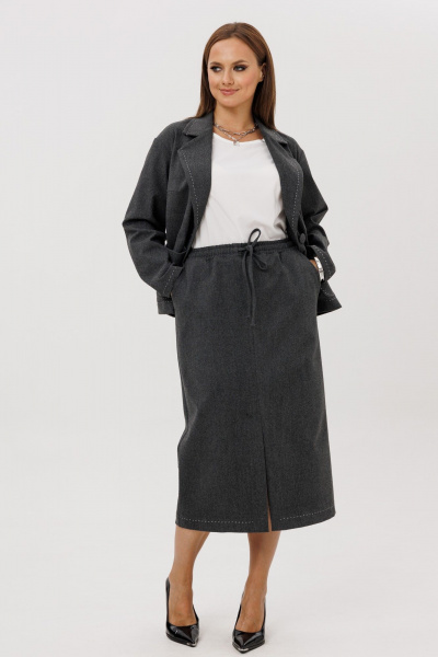 Жакет, юбка Mislana 1256 серый - фото 11