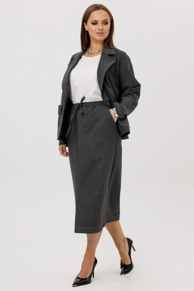 Жакет, юбка Mislana 1256 серый - фото 10