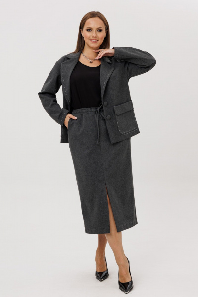 Жакет, юбка Mislana 1256 серый - фото 8