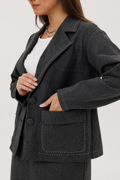 Жакет, юбка Mislana 1256 серый - фото 6