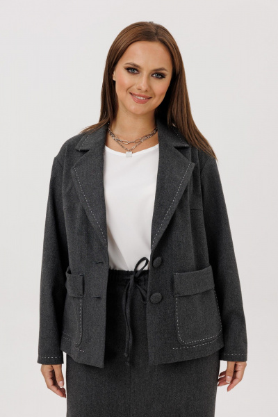 Жакет, юбка Mislana 1256 серый - фото 5