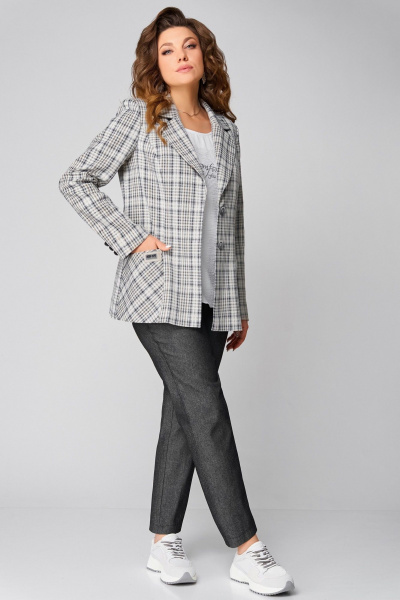 Блуза, брюки, жакет Fita 1489 черно-бежевый - фото 2