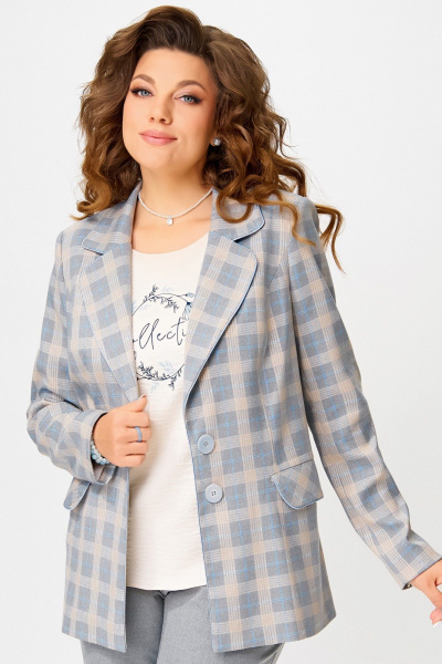 Блуза, брюки, жакет Fita 4111 бежево-серый - фото 6