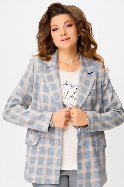 Блуза, брюки, жакет Fita 4111 бежево-серый - фото 5