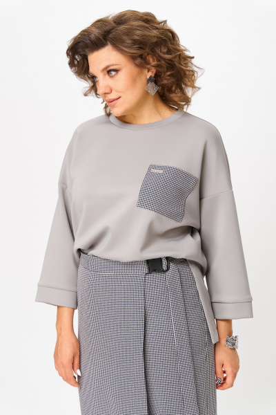 Джемпер, кюлоты Michel chic 1362/2 серый,клетка - фото 6