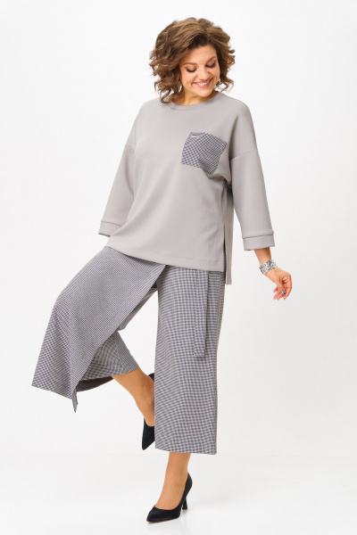 Джемпер, кюлоты Michel chic 1362/2 серый,клетка - фото 3
