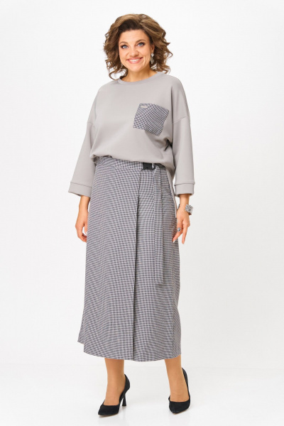Джемпер, кюлоты Michel chic 1362/2 серый,клетка - фото 2