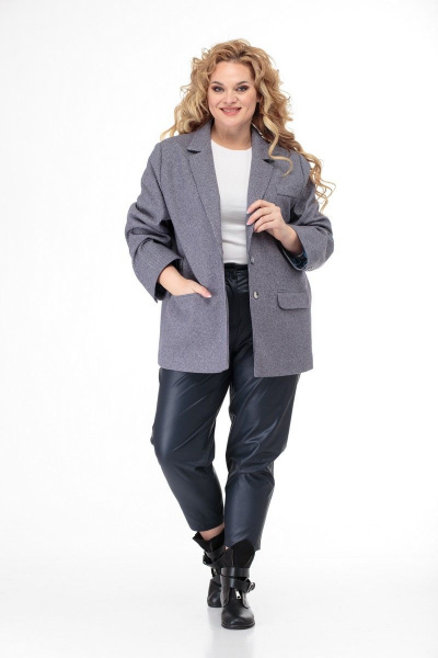 Серый жакет с лацканами и прорезными карманами Anelli 964 серый - фото 13