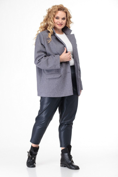 Серый жакет с лацканами и прорезными карманами Anelli 964 серый - фото 12