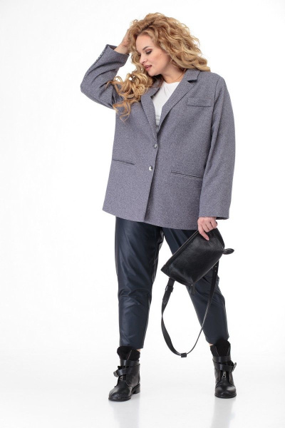 Серый жакет с лацканами и прорезными карманами Anelli 964 серый - фото 11