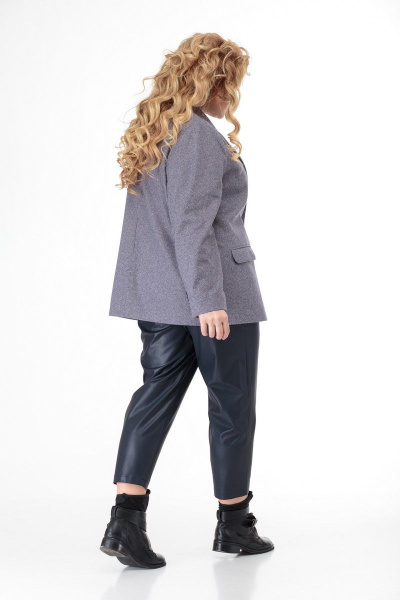 Серый жакет с лацканами и прорезными карманами Anelli 964 серый - фото 5