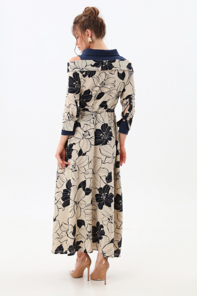 Платье NikVa 985-1 сине-песочные_лилии - фото 8