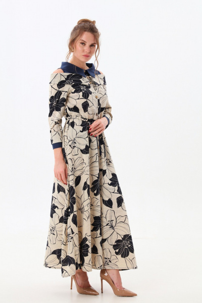 Платье NikVa 985-1 сине-песочные_лилии - фото 7