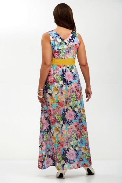 Сарафан Таир-Гранд 6406 бирюза_желтый_пояс - фото 2