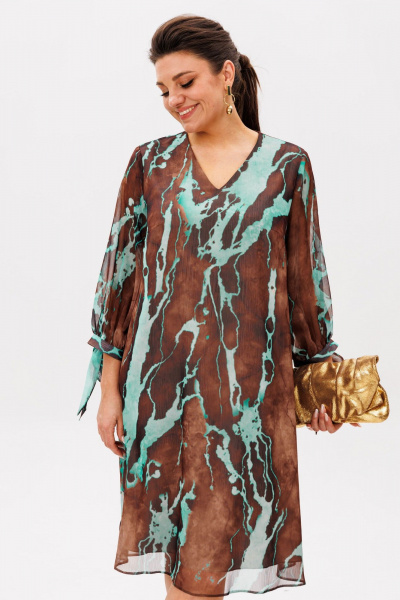 Платье Anelli 1535 мятный_шоколад - фото 8