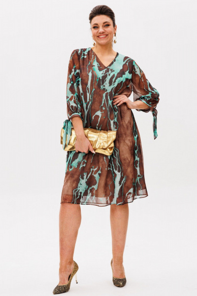 Платье Anelli 1535 мятный_шоколад - фото 5