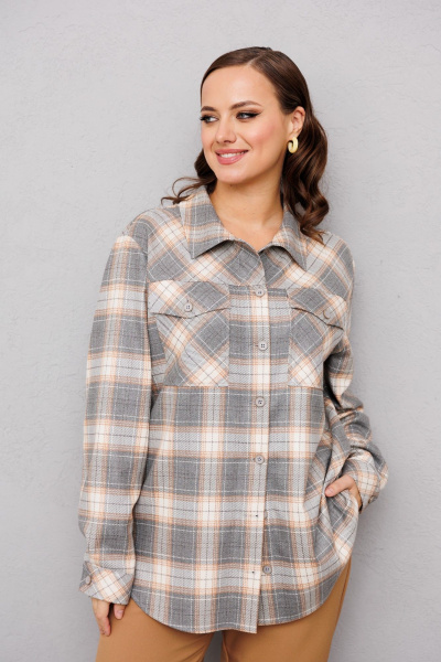 Брюки, рубашка Mubliz 247 клетка_карамель - фото 12