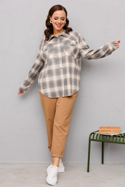 Брюки, рубашка Mubliz 247 клетка_карамель - фото 11