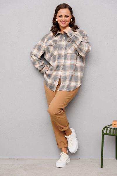 Брюки, рубашка Mubliz 247 клетка_карамель - фото 10