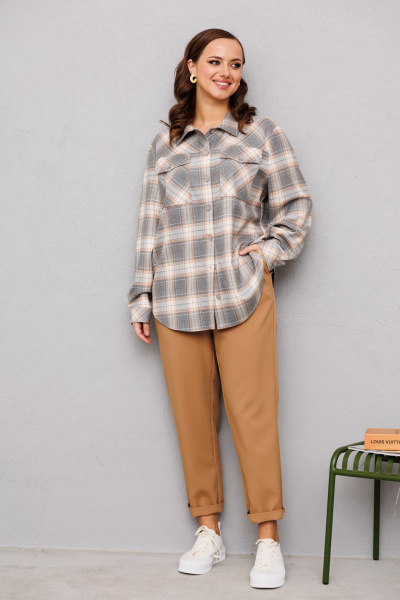 Брюки, рубашка Mubliz 247 клетка_карамель - фото 8