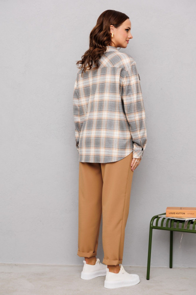 Брюки, рубашка Mubliz 247 клетка_карамель - фото 3