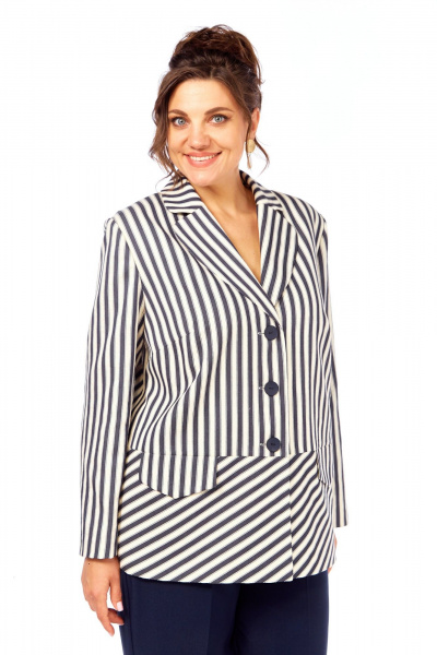 Жакет Элль-стиль 2393ж молоко_темно-син_полоска - фото 6