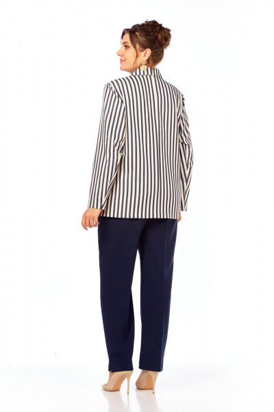 Брюки, жакет Элль-стиль 2393 молоко_темно-син_полоска - фото 7
