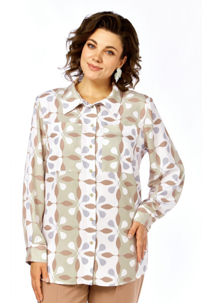 Блуза Элль-стиль 2395а бежевый_принт - фото 9