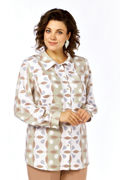 Блуза Элль-стиль 2395а бежевый_принт - фото 7